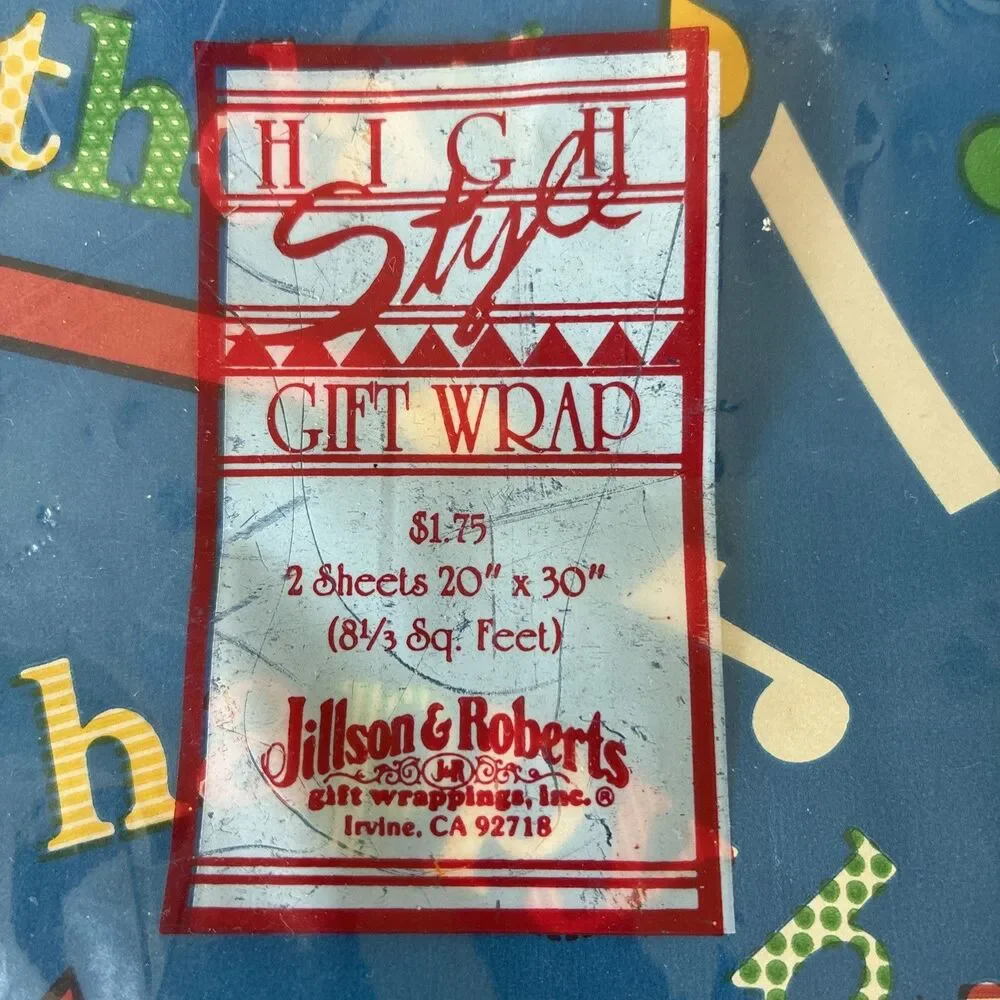 Vintage High Style Gift Wrap Paper Jillian & Roberts 2 Sheets 20x30, NEW